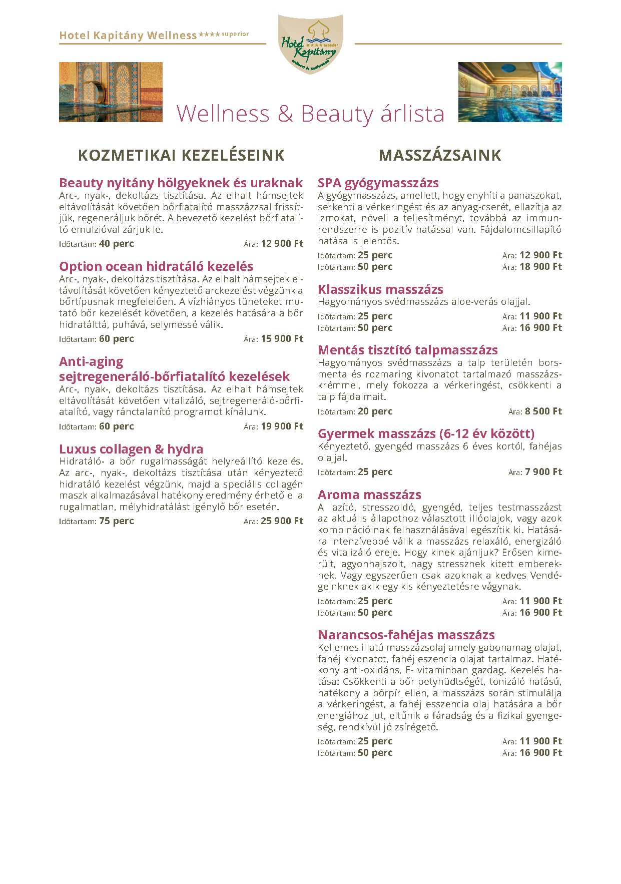 Szobamappa - Wellness és Beauty árlista 45.