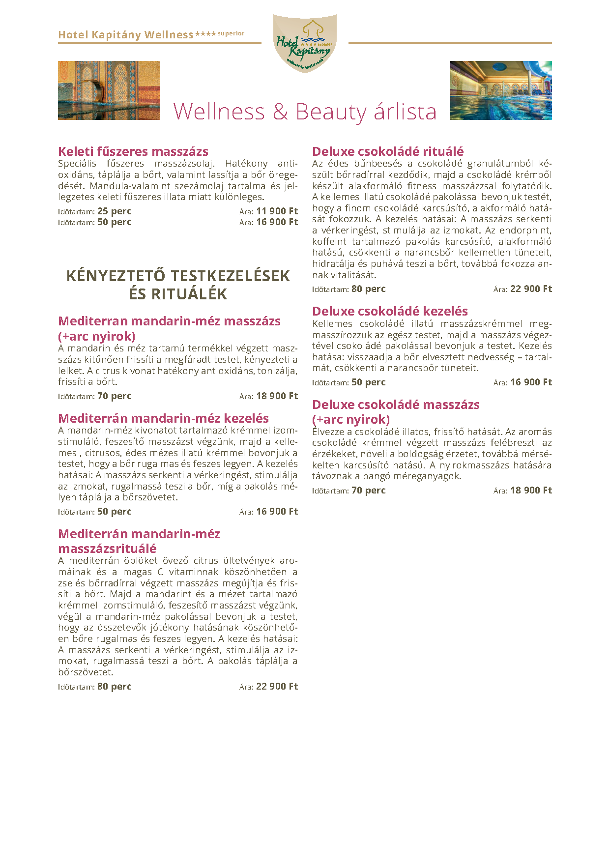 Szobamappa - Wellness és Beauty árlista 46.