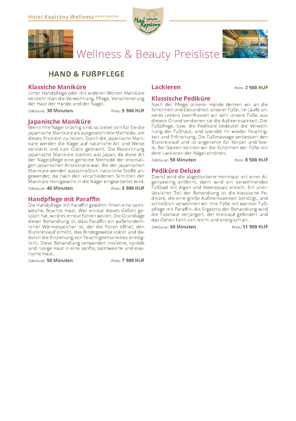 Szobamappa - Wellness és Beauty árlista 50.