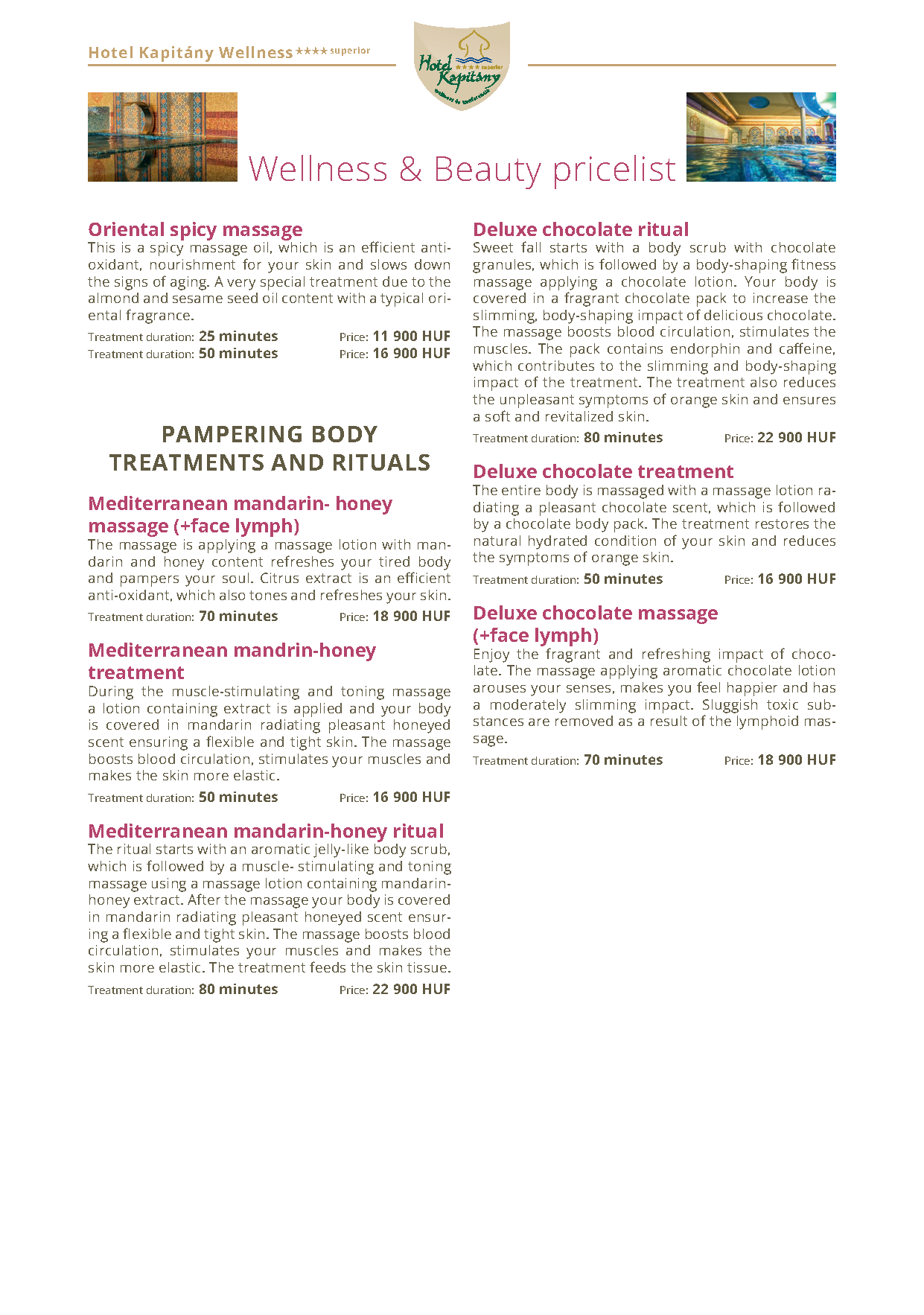 Szobamappa - Wellness és Beauty árlista 52.